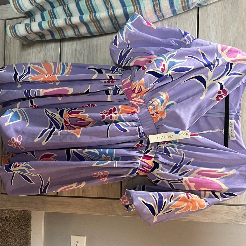 She + Sky Lavender Midi Dress
